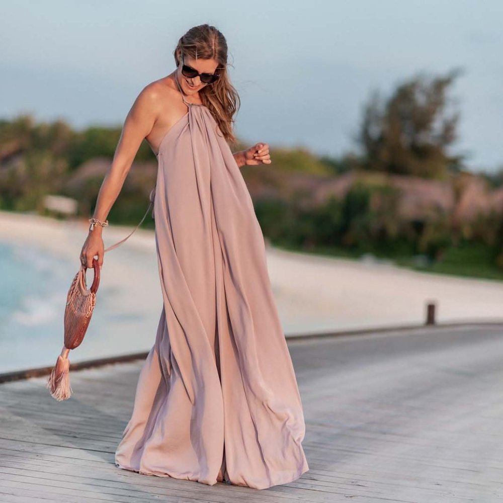 KAUFMANFRANCO Maxi Halter Dress in Lilac - Picture 14 of 15